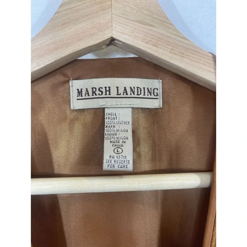 Vintage Brown Camel Suede Leather Vest Marsh Landing Men Women Large Western - Picture 3 of 4